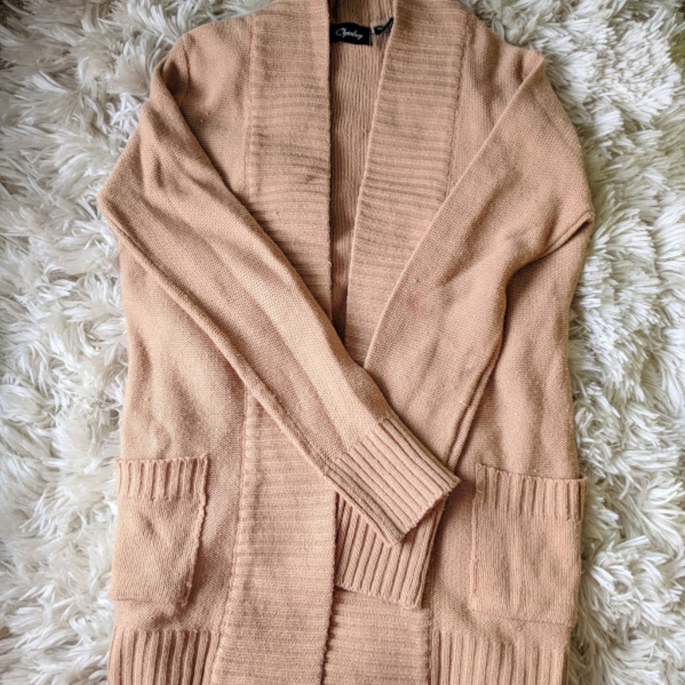 Camel Color Cowl Neck Cardigan